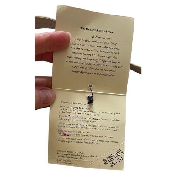 Etienne Aigner Woven Cream Snap Close Leather Strap‎ Crossbody Bag New - Picture 8 of 13